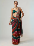 Shilpa Inspired Multi-Colored Georgette Mirror Embroidered Saree